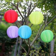Detailed information about the product Solar LED Lantern 30cm 6 Pcs Waterproof Hanging Outdoor Garden Spring Festival Cloth Asian Light Lamp Decoration