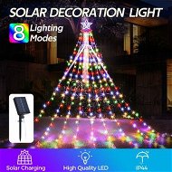 Detailed information about the product Solar LED String Light Fairy Waterfall Christmas Tree Decoration Ornament Star Topper Hanging Strip Indoor Outdoor 350 LEDs 9 Strands 8 Lighting Modes