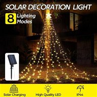 Detailed information about the product Solar LED String Light Waterfall Fairy Christmas Tree Hanging Decoration Ornament Star Topper Strip Indoor Outdoor 350 LED 9 Strands 8 Lighting Modes