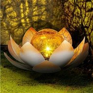 Detailed information about the product Solar Light Outdoor Metal Glass Decorative Waterproof Garden Light LED Lotus Flower Table Lamp (Orange)