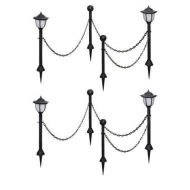 Solar Lights 4 Pcs With Chain Fence And Poles