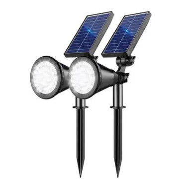 Solar Lights Outdoor Waterproof,36 LEDs 1000LM Adjustable Solar Spot Lights Outdoor,2-in-1 Solar Powered Spotlight Landscape Lighting 2 Pack (Cool White)