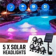 Detailed information about the product Solar Outdoor Light 5 Heads RGB Pond Landscape Garden Fish Tank Pool Spotlight Underwater Aquarium Waterproof LED Multicolours