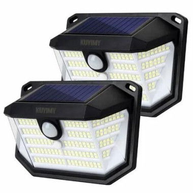 Solar Outdoor Lights 230 LED with Motion Sensor and 3 Modes IP65 Waterproof 270 Degree Wide Angle Light Wall Lights for Patio Garden,Fence(2 Pack)