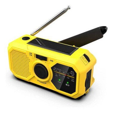 Solar Panel and Hand Crank - LED Flashlight - Voyager Mini NOAA Weather Radio - AM/FM Radio Rechargeable(Black Or Yellow)