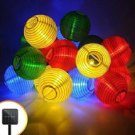 Detailed information about the product Solar Paper Lantern String Lights 20 LED 5m Fabric Christmas Party Decoration New Year Festival Wedding Multicolour 8 Modes