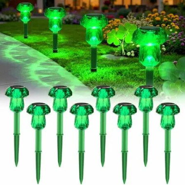 Solar Pathway Lights Outdoor,8 Pack Mushroom Solar Lights Outdoor Waterproof Dusk to Dawn Solar Garden Lights,Green