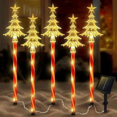 Solar Pathway Stakes Lights Outdoor Waterproof 8 Modes Christmas Decorations Outdoor Yard Solar Christmas Garden Decor Lights