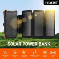 Detailed information about the product Solar Power Bank Portable Charger 20000mAh Phone Laptop Battery Pack 4 Foldable Panel Kit Camping External LED Flashlight