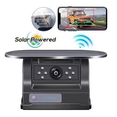 Solar-Powered Backup Camera HD 720P with WiFi Connectivity,Cordless Magnetic Mount Rear View Camera Night Vision Waterproof for Truck,Trailer