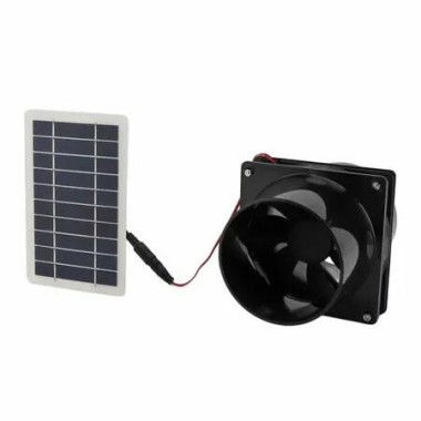 Solar Powered Exhaust Fan for Round Pipe, 10W 12V Solar Panel Ventilation Fan Kit for Outside, Greenhouse, Attics, Chicken Coop, Garage, Basement