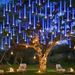 Solar Powered Icicle Snowfall Christmas Lights 50cm 10-Tube Raindrop Lights for Outdoor Decoration (Blue). Available at Crazy Sales for $22.99