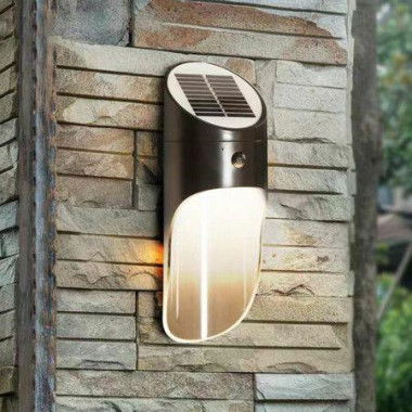 Solar Powered Motion Sensor LED Lights for Walls 15 Integrated LEDs, Wireless Waterproof Outdoor Lights( Warm Light-Black)