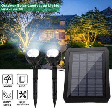 Solar Powered Spotlight Ground Light Outdoor Landscape Lighting Waterproof RGB Color Changing Light For Yard Garden Tree Pathway White Light 2 In1