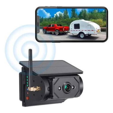 Solar Powered Wireless Backup Camera with AI Security Smart Human and Vehicle Detection, WiFi Connectivity, Cordless and Magnetic Mount Rear View Camera