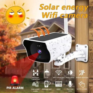 Solar Security Camera 1080P Wireless WiFi Outdoor PIR Motion Detection Smart Home Video Monitor