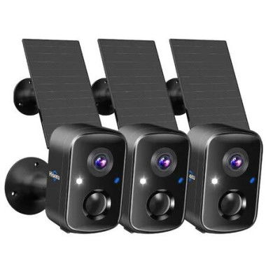 Solar Security Camera Wireless Outdoor 3K 4MP Battery Powered Surveillance WiFi Smart Motion Detection Night Vision 2 Way Audio 3 Pcs