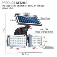 Detailed information about the product Solar Security Flood Light with Motion Sensor, 42 Bright LEDs, IP65 Waterproof for Garage, Porch, and Yard