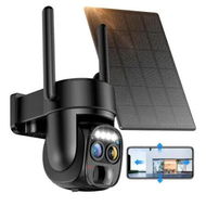 Detailed information about the product Solar Security Wireless Outdoor Camera,8X Zoom, 360 Degree Pan Tilt Control,WiFi Battery Powered Camera with Spotlight Siren PIR Motion Detection (Black)