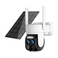 Detailed information about the product Solar Security Wireless Outdoor Camera,8X Zoom, 360 Degree Pan Tilt Control,WiFi Battery Powered Camera with Spotlight Siren PIR Motion Detection (White)