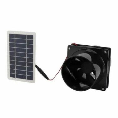 Solar Ventilation Fan 10W 12V Panel Exhaust Round Pipe Greenhouse Attic Chicken Coop Garage Basement Outdoor Outside Energy Powered Kit
