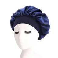 Detailed information about the product Solid Color Shower Cap for Women Satin Wide-Brimmed Bath Cap Reusable Shower Cap for All Hair Lengths (Navy Blue)