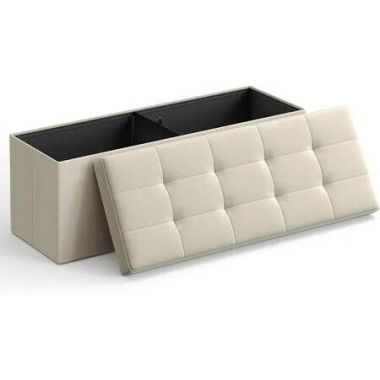 SONGMICS 109cm Folding Storage Ottoman Bench Beige