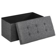 Detailed information about the product SONGMICS 76cm Folding Storage Ottoman Bench Foot Rest Stool Dark Gray