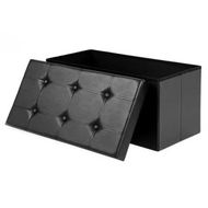 Detailed information about the product SONGMICS 76cm Folding Storage Ottoman Bench Footrest Black