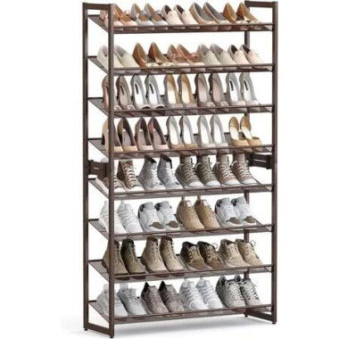 SONGMICS 8-Tier Shoe Rack Storage 32 pairs with Adjustable Shelves Bronze