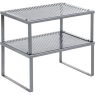 Detailed information about the product SONGMICS Cabinet Shelf Organizers Set of 2 Metal Kitchen Counter Shelves Silver