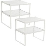 Detailed information about the product SONGMICS Cabinet Shelf Organizers Set of 4 Metal Kitchen Counter Shelves White