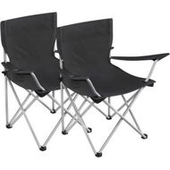 Detailed information about the product SONGMICS Set of 2 Folding Camping Outdoor Chairs with Armrests and Cup Holders Black GCB01BK