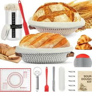 Detailed information about the product Sourdough Bread Baking Supplies Complete Sourdough Starter Kit 10in Round 11in Oval Bread Proofing Basket with 1000ml Sourdough Starter Jar