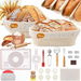 Sourdough Bread Baking Supplies Sourdough Starter Kit for Bread Making 10in Round Oval Banneton Bread Proofing Basket with Liners Sourdough Kit. Available at Crazy Sales for $39.99