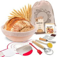 Detailed information about the product Sourdough Bread Baking Supplies,Starter Kit 9in Round Sourdough Proofing Basket with Full Baking Accessories Banneton Bread Proofing Basket