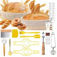 Detailed information about the product Sourdough Starter Kit for Beginners Bread Baking Supplies Bread Making Tools 9 Inch Round 10 Inch Oval Banneton Bread Proofing Basket Set with Dough Whisk