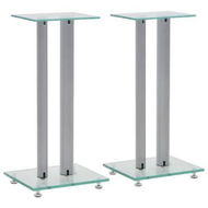 Detailed information about the product Speaker Stands 2 Pcs Tempered Glass 2 Pillars Design Silver