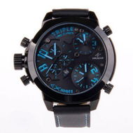 Detailed information about the product SPEATAK 60145G-6 Men's 3-Quartz Movement Genuine Leather Band Watch - Black + Blue