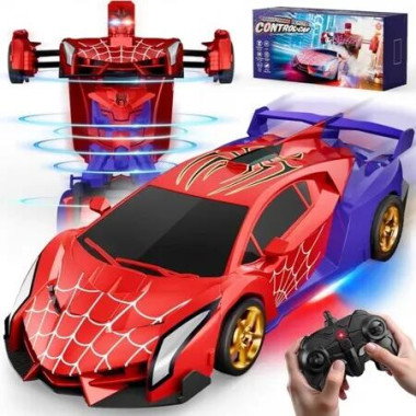 Spider Transform Remote Control Cars Toys, 2.4GHz Remote Control Car One-Button Deformation, Fast Rotation Robot Toys Birthday Gifts for Boys