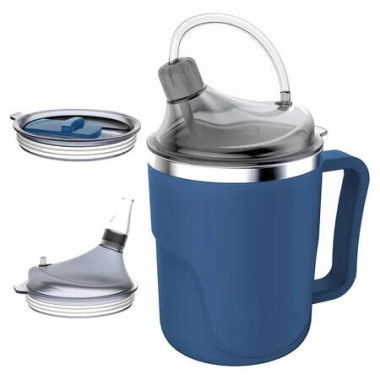 Spill Proof Sippy Cup Elderly 400ml Stainless Steel Straw Seniors Water Milk Soup Household Supplies Caregiving