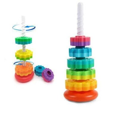 Spinning Stacking Toys, Educational Toddler Toys Stacking Rings Toy, Montessori Toy for Girls and Boys, Spin Gears Toys Christmas Birthday Gift for Kids