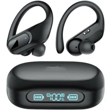 Sport Wireless Bluetooth Earbuds 96H Playback Earhooks In-Ear Headphones Built-in Mic Bass Stereo Headset for Gym Workout Running