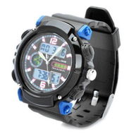 Detailed information about the product Sports Diving Wrist Watch w/ EL Backlit / Week / Stopwatch / Alarm Clock - Black + Blue