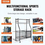 Detailed information about the product Sports Equipment Garage Organizer Rolling Ball Storage Cart on Wheels Basketball Rack with Baskets & Hooks Indoor/Outdoor Sports Gear and Toys Storage