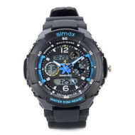 Detailed information about the product Sports Waterproof Dual Time Display Wristwatch With Alarm/Stopwatch Blue.