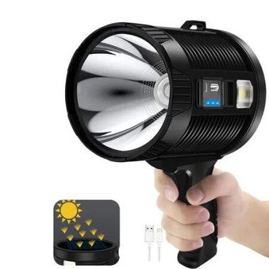 Spotlight, 6 Modes Super Bright Rechargeable Spotlight Flashlight, IPX6 Waterproof Outdoor Handheld Spot Lights for Marine Hunting Boating