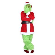 Detailed information about the product Spread Holiday Cheer - Deluxe Green Monster Costume for Men - Complete 7-Piece Santa Suit Set with Furry Trim - Size Medium