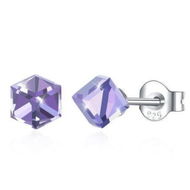 Detailed information about the product Square Earrings S925 Sterling Silver Earrings Purple/Platinum.