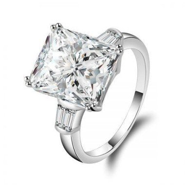 Square Princess Cut Solitaire Zulastone Engagement Ring In 925 Sterling Silver